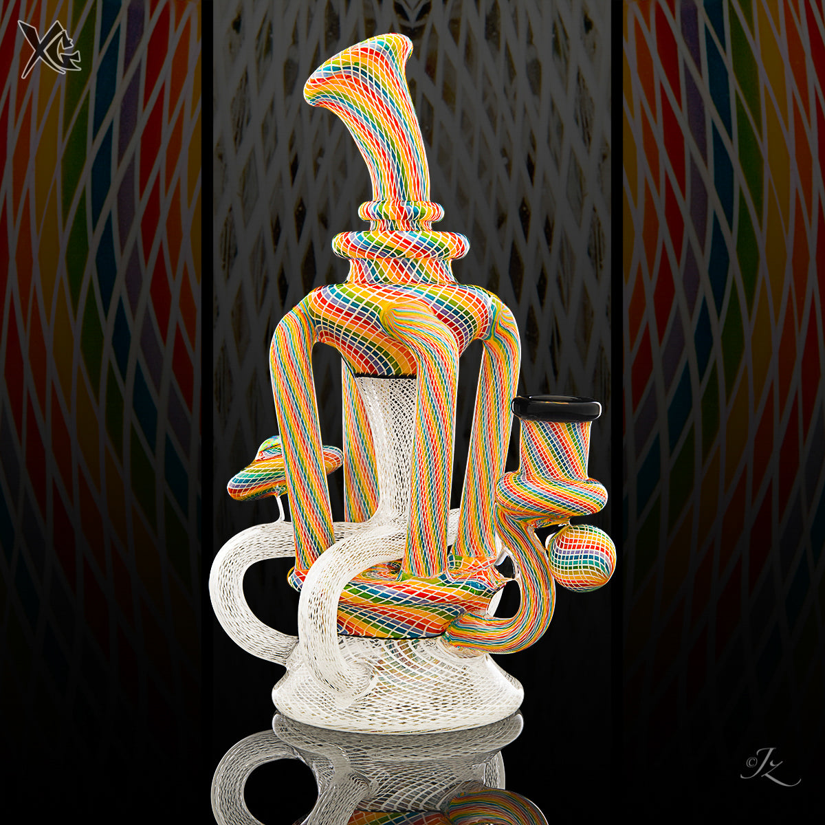 Reticello UV Quad Recycler - Daveman Glass