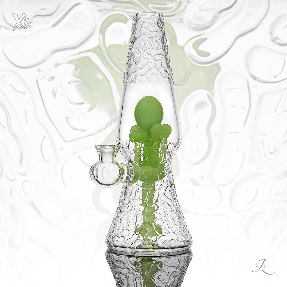 Carved Lamp - Blue Grass Glass